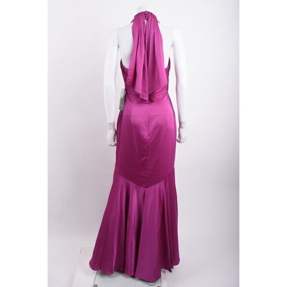 Theia Womens Celeste Satin Halterneck Gown Dress Sz 4 Small Purple 8817578 NWT - Picture 5 of 6